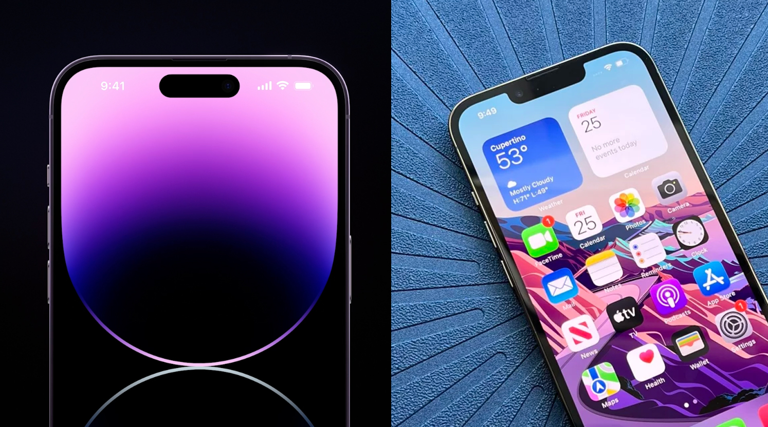 iPhone 14 Pro and iPhone 13 Pro display