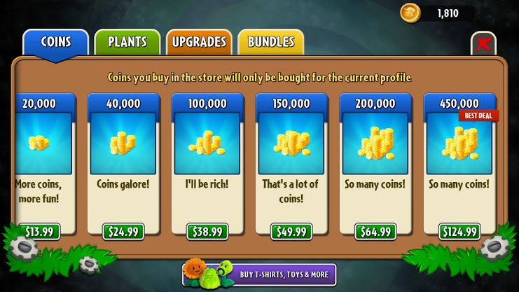 Plants vs. Zombies microtransactions