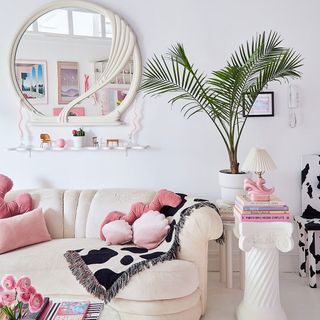 Living room with pink accents