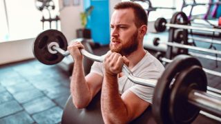 Man doing a biceps workout