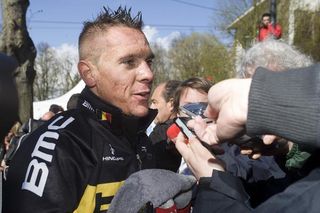 Philippe Gilbert was mobbed by the press after Fleche Wallonne