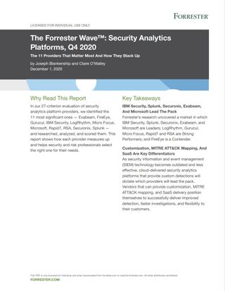 The Forrester Wave: Top security analytics platforms - whitepaper from IBM