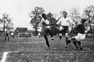 Brazilian forward Leonidas (L) scores his second overtime goal beating Poland's goalkeeper Edward Madejski to give Brazil a 6-4 lead in their World Cup first-round match on June 5, 1938 at the Meinau stadium in Strasbourg. Leonidas scored three goals overall as Brazil defeated Poland 6-5 in overtime (4-4 at the end of regulation time) but Poland's 21-year-old forward Ernest Wilimowski did even better, scoring four times in vain.