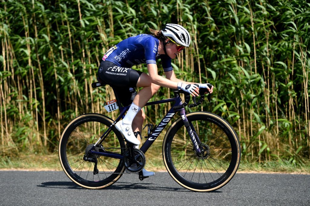 MONTIGNACLASCAUX FRANCE JULY 25 Julie Van De Velde of Belgium and Team FenixDeceuninck competes during the 2nd Tour de France Femmes 2023 Stage 3 a 1472km stage from CollongeslaRouge to MontignacLascaux UCIWWT on July 25 2023 in MontignacLascaux France Photo by Alex BroadwayGetty Images