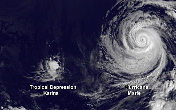 Hurricane Marie and storm Karina