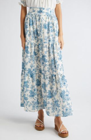 Nuvola Floral Tiered Crepe Maxi Skirt