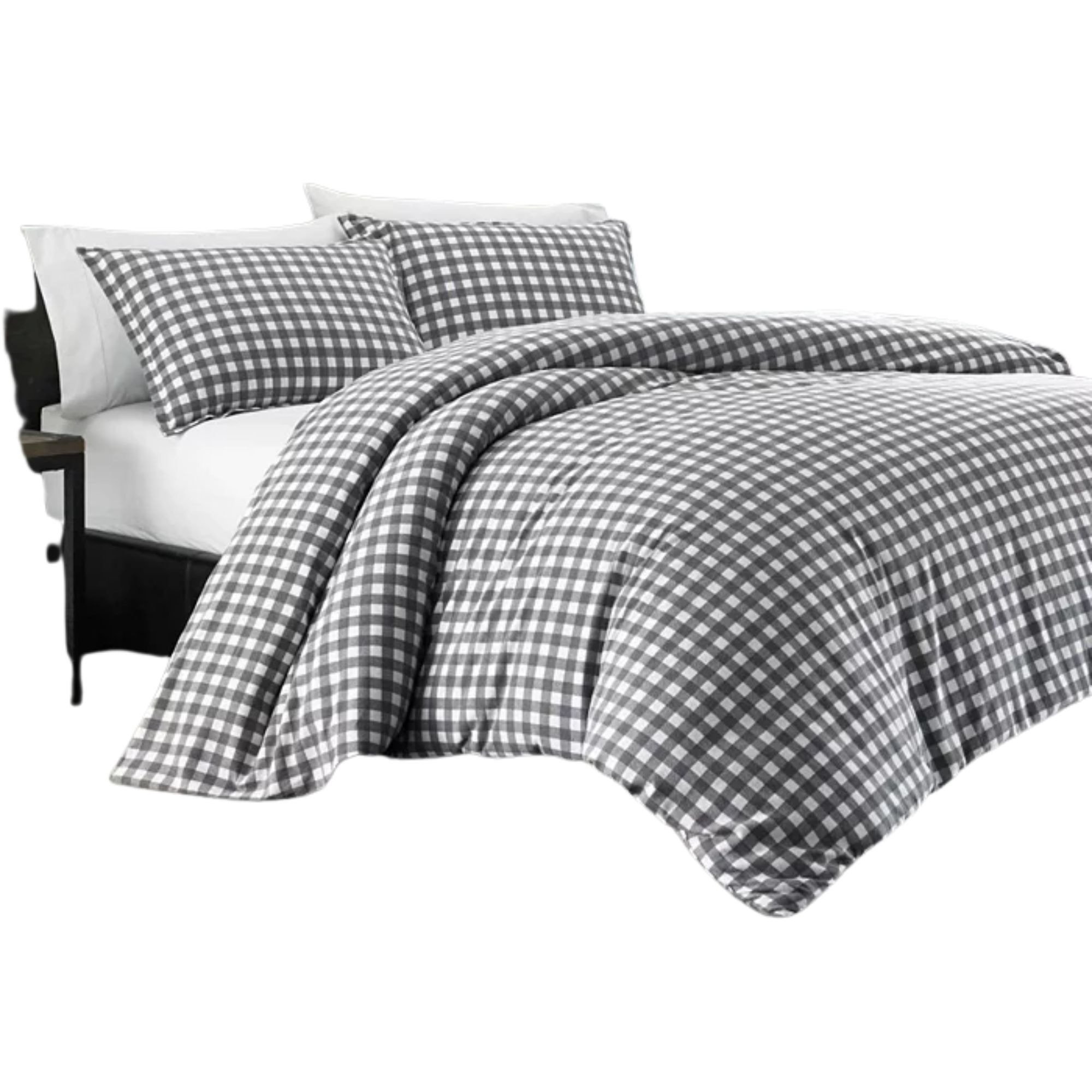 Eddie Bauer Preston Grey Cotton Flannel 3 Piece Duvet Cover Set