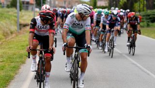 Fernando Gaviria and Peter Sagan on stage two of the Giro d'Italia 2021