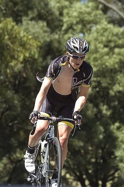 Benjamin King (Trek Livestrong) was away for around five laps of the 122.4km men's under 23 road race.