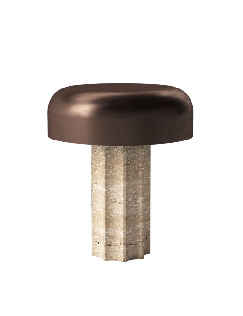 Shylah Cordless Fluted Travertine Table Lamp