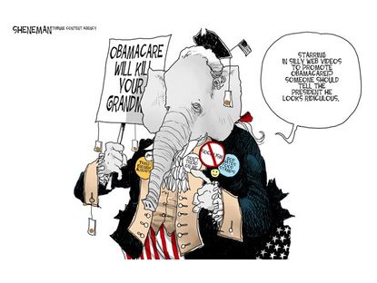 Political cartoon Republican party Tea Party