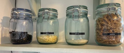 Brother Pt-H110 label maker - labels on jars in kitchen