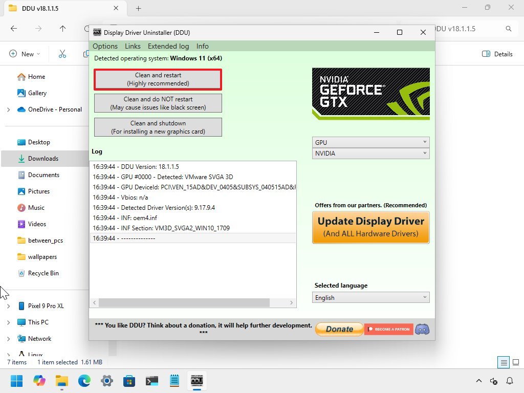 GPU drivers clean uninstall with DDU