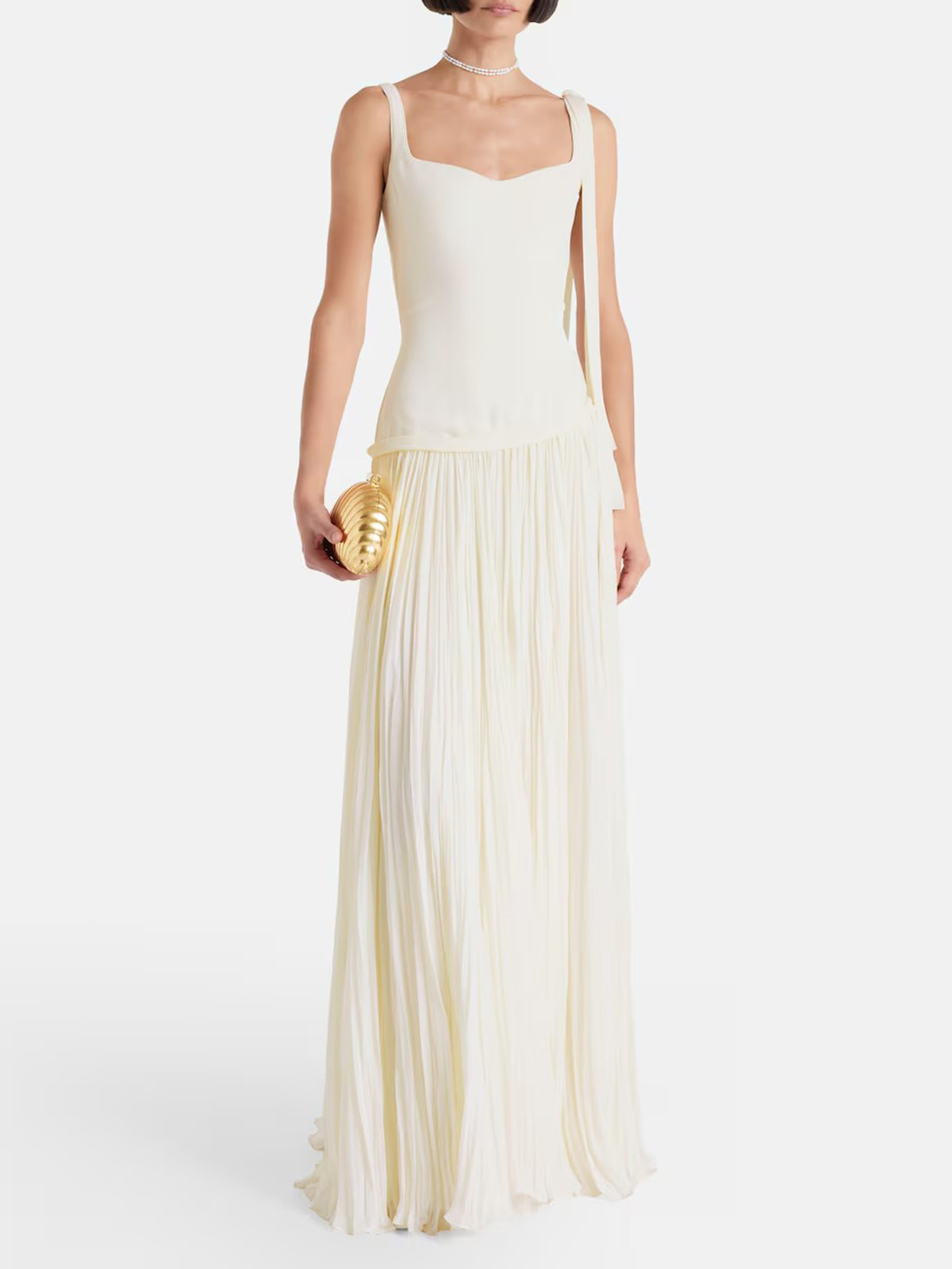Ana crepe and chiffon gown in yellow – Marmar Halim