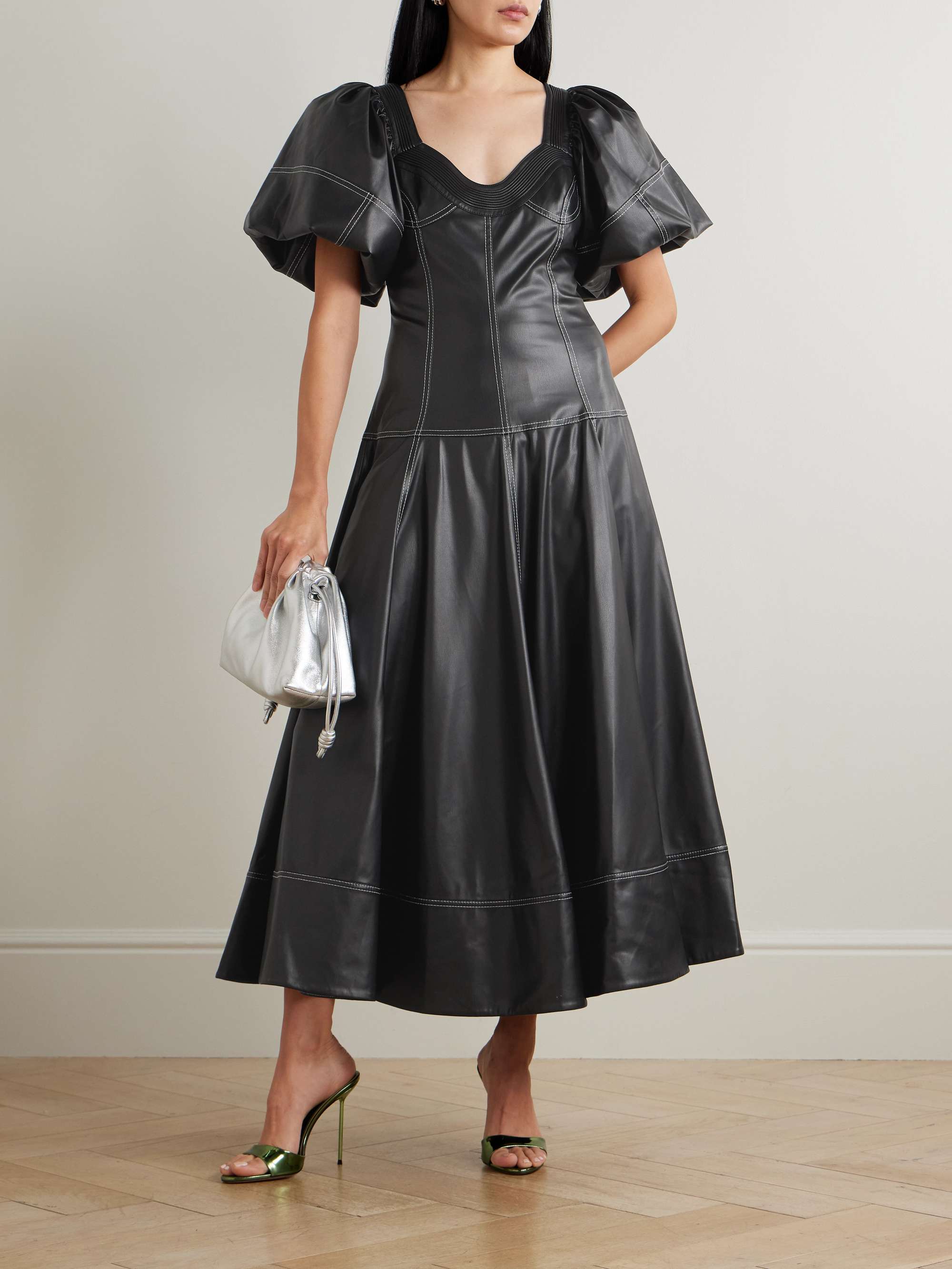 Ether Topstitched Paneled Maxi Dress