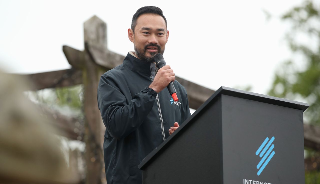 Cho Minn Thant speaks during a press conference 