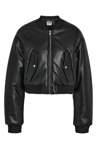 Eileen Faux Leather Bomber Jacket