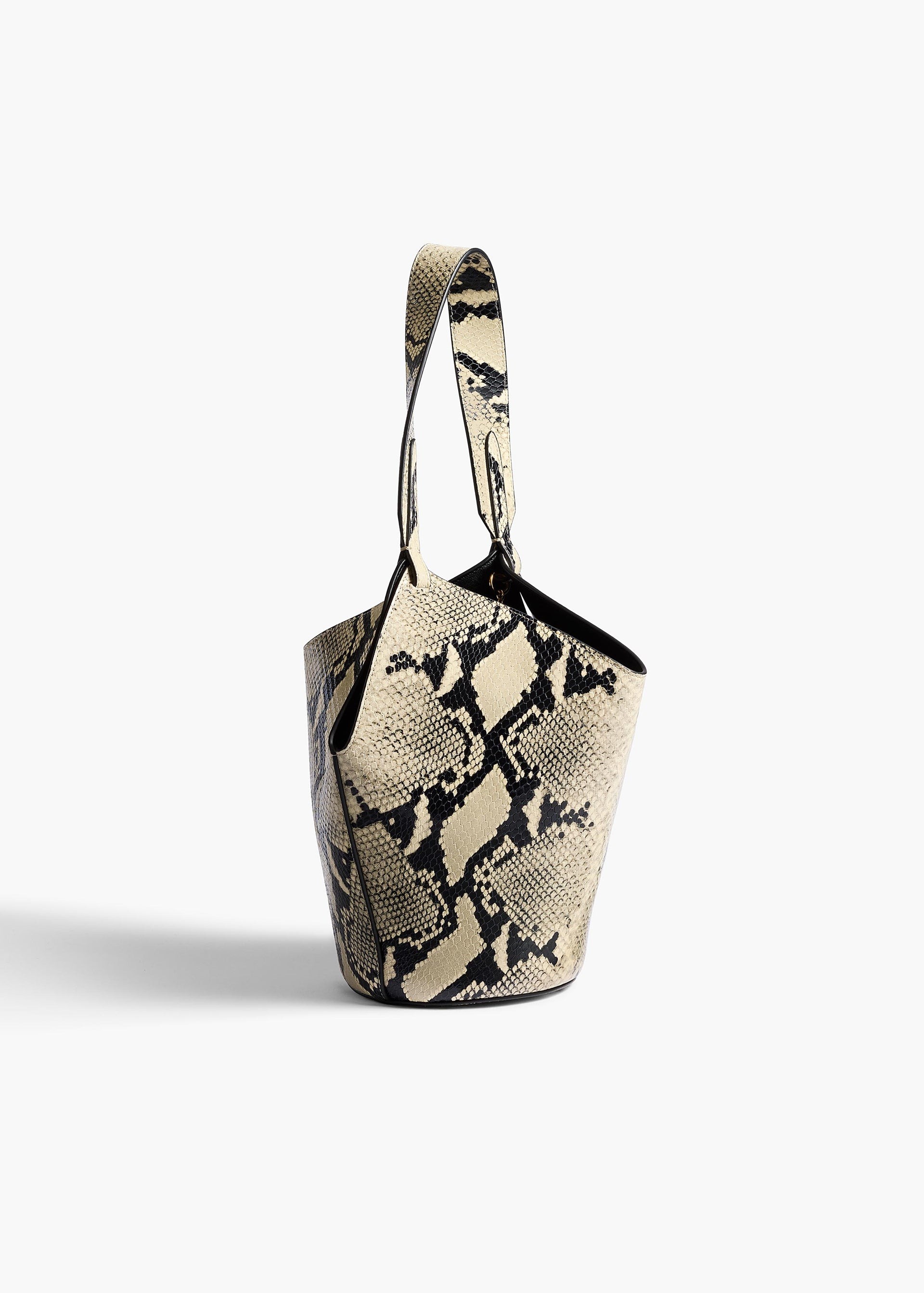 Khaite, Mini Lotus Tote in Natural Python-Embossed Leather