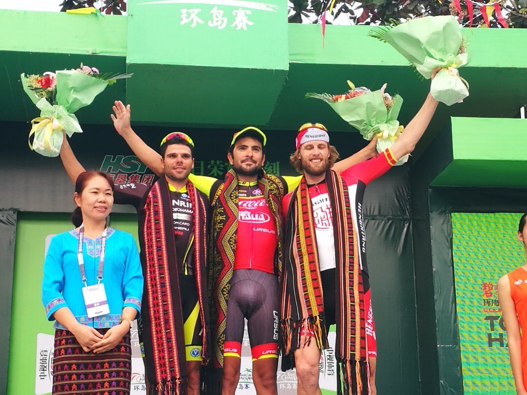The stage 7 podium in Tour of Hainan
