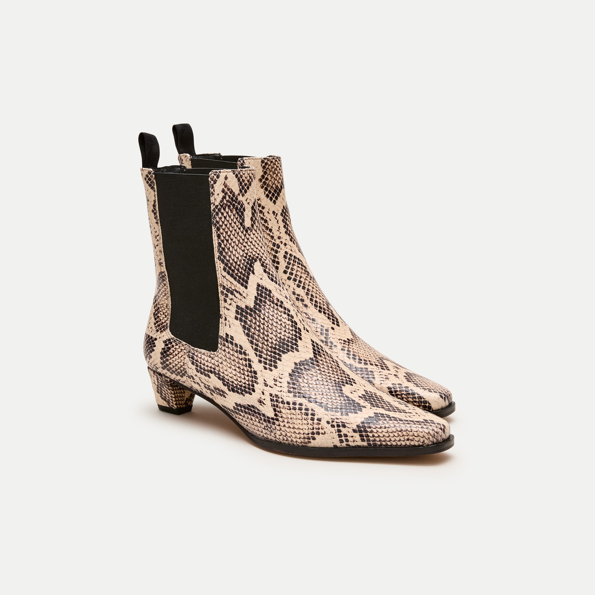 Chelsea Pull-On Boots in Snake-Embossed Leather