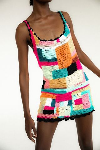 multicolor crocheted minidress