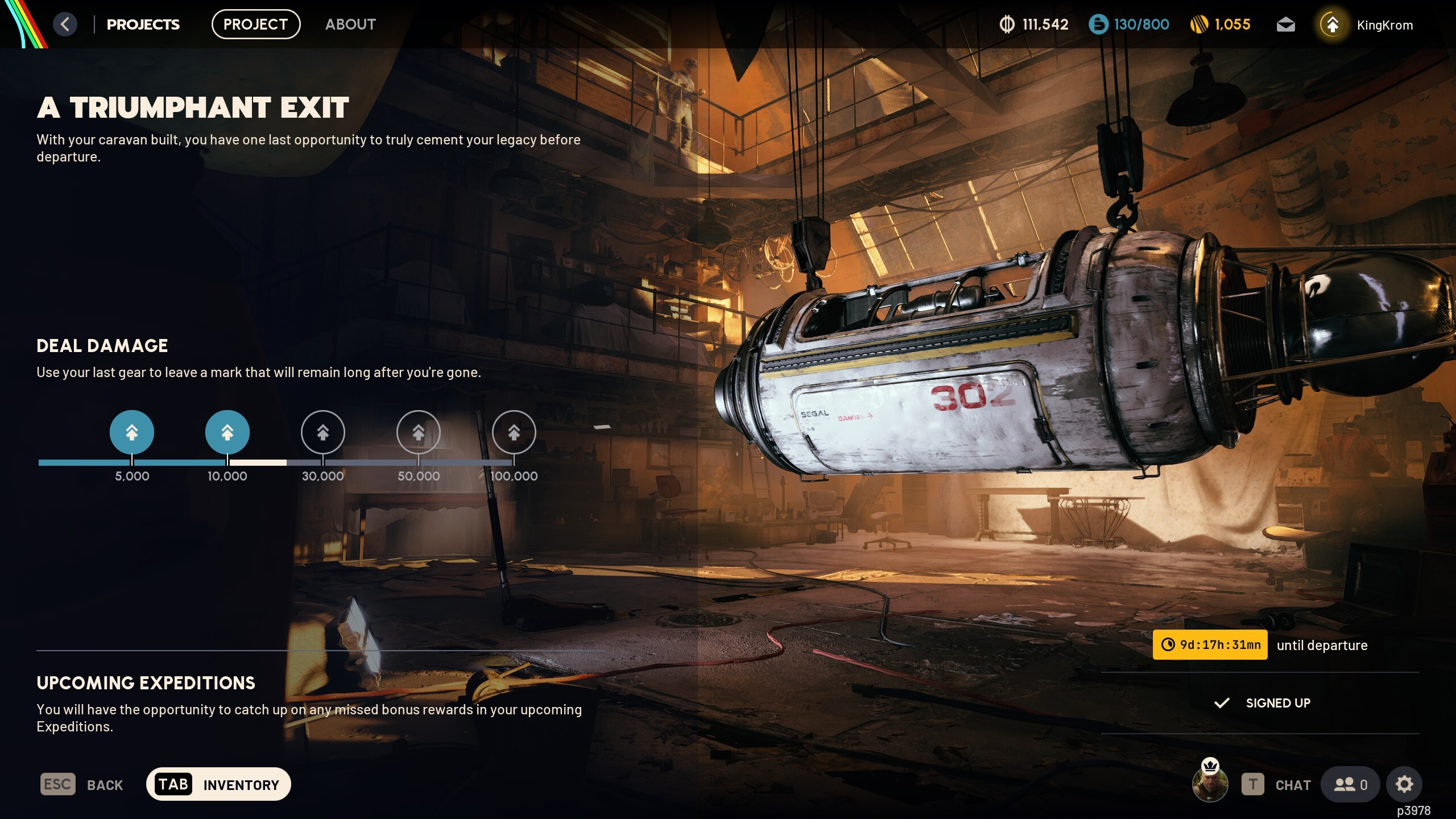 Arc Raiders Expedition: The sign-up screen for the third Expedition.