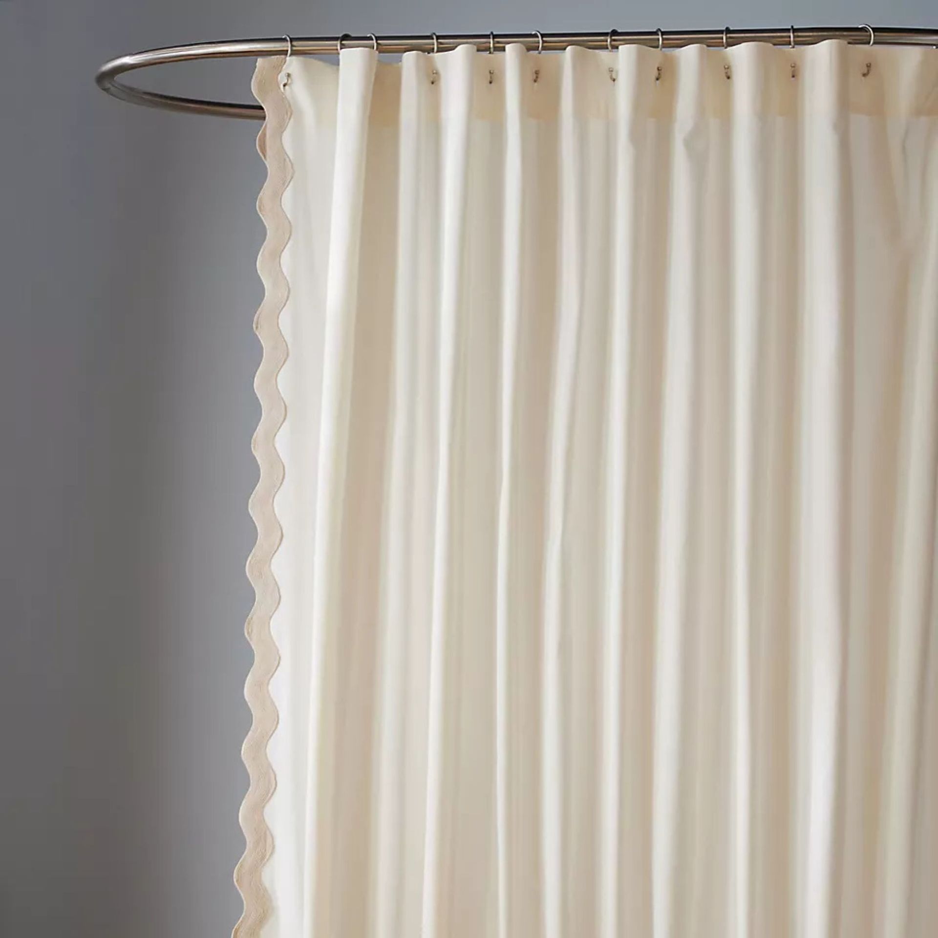 Maeve by Anthropologie Embroidered Scalloped Cotton Shower Curtain