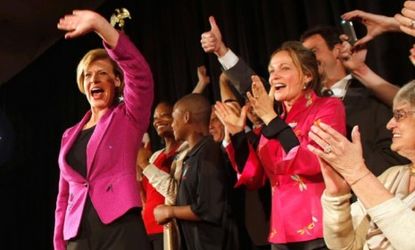 Wisconsin Senator-elect Tammy Baldwin, who will become the nation's first openly gay senator, celebrates her victory on Nov. 6 in Madison, Wis.