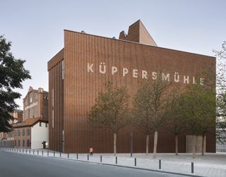 Dramatic brick facade of Museum Küppersmühle Duisburg