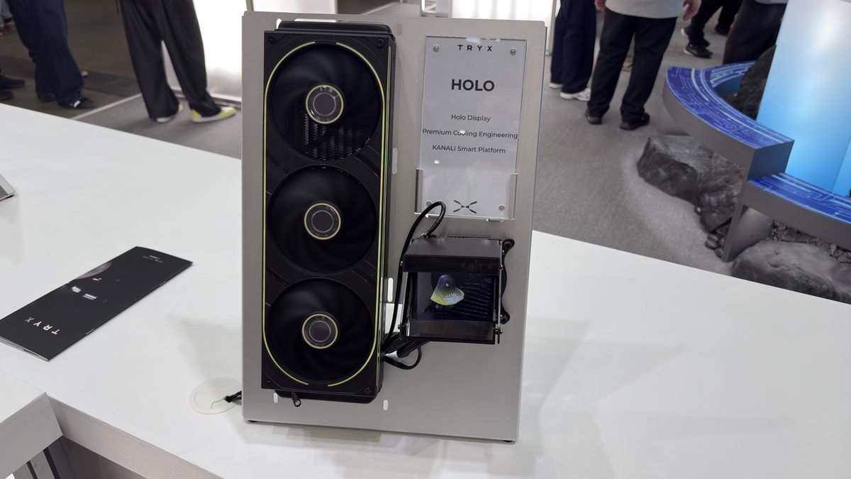 The Tryx Holo with a holographic display on the show floor at Computex 2026.