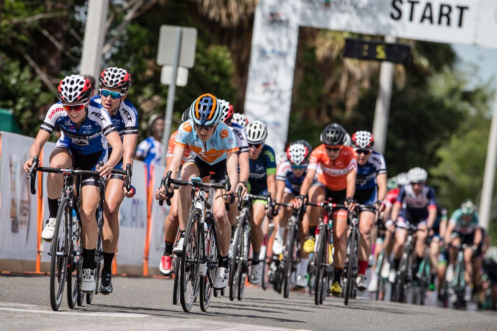 Katie Antonneau (Twenty 16) leads teammate Kristin Armstrong and Mara Abbott (Amy D Foundation)