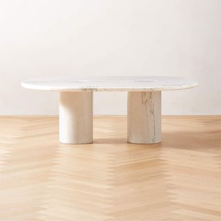 Oval white marble coffee table