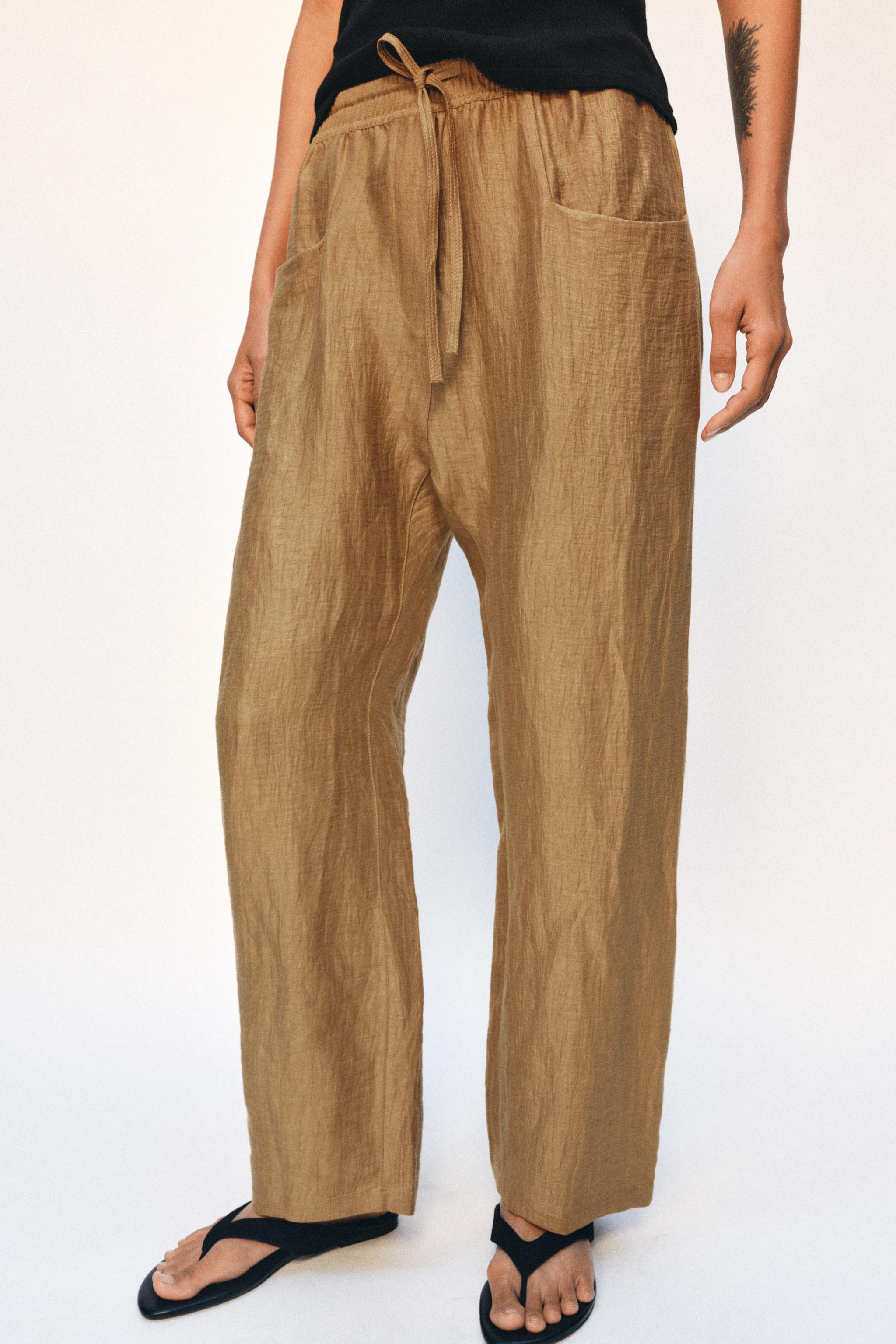 Zw Collection Linen Blend Pants