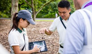 Robot tondeuse à gazon jardins botaniques de Singapour