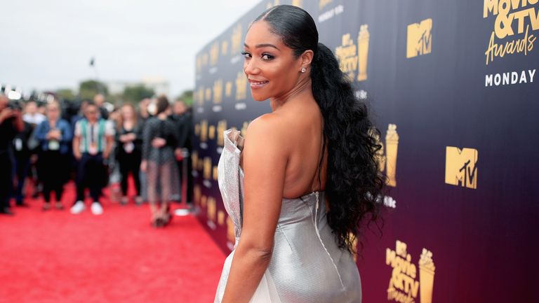 santa monica, ca june 16 host tiffany haddish attends the 2018 mtv movie and tv awards at barker hangar on june 16, 2018 in santa monica, california photo by christopher polkgetty images for mtv
