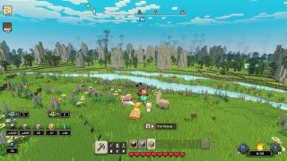 Image of the new animal petting feature in Minecraft Legends.