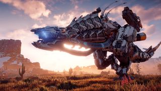 A screenshot of the upcoming PS5 game, Horizon: Zero Dawn remastered.