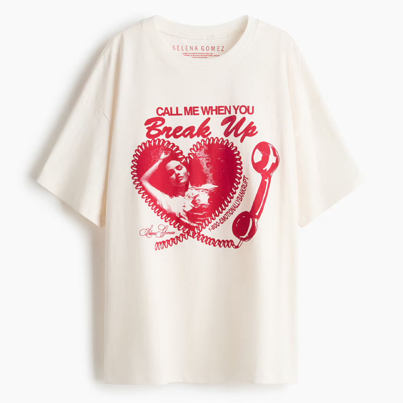 white and red graphic print oversized tshirt