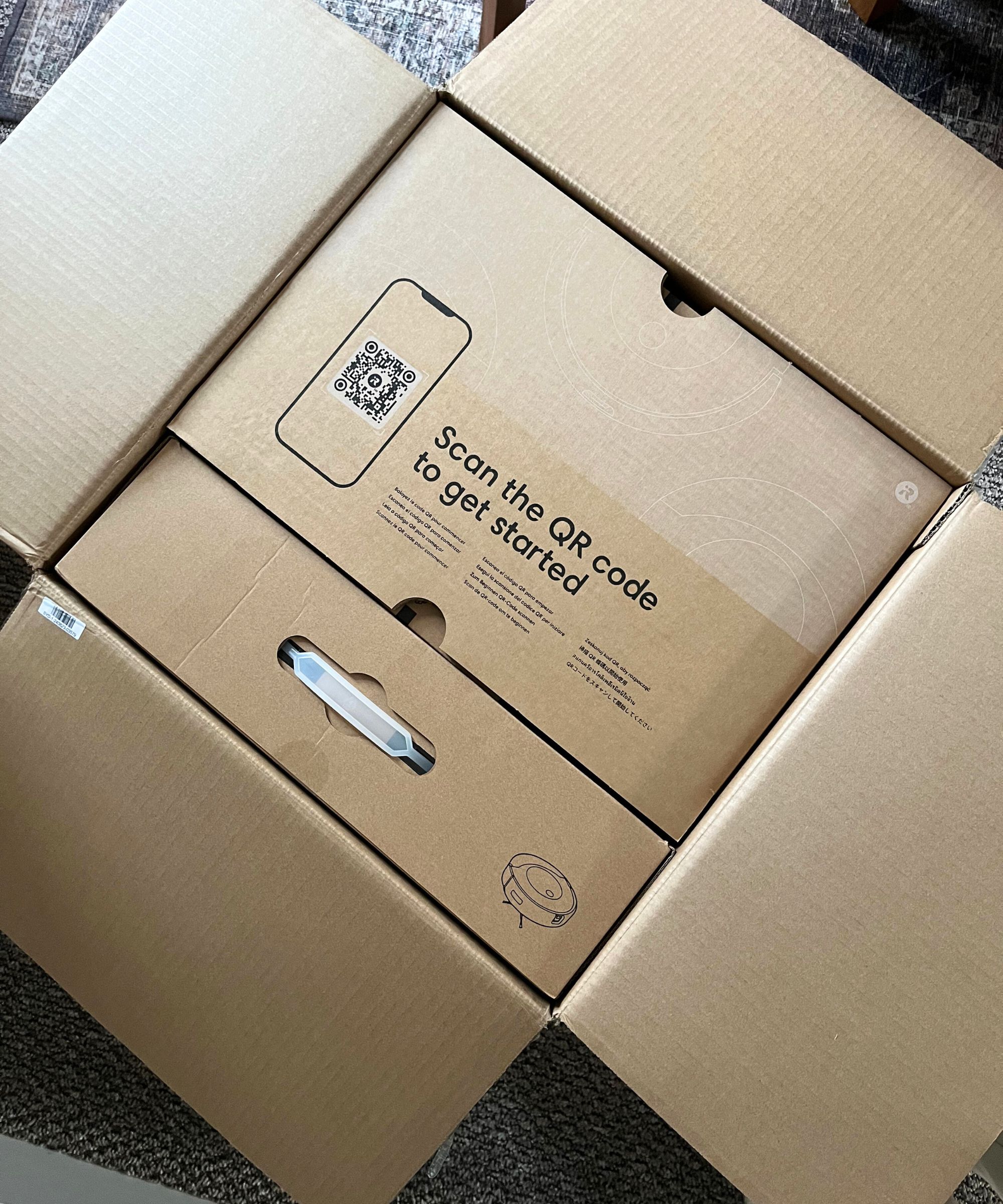 The package for the Roomba robot vacuum 
