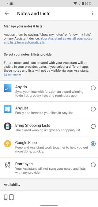 How to add note/list providers for Google Assistant