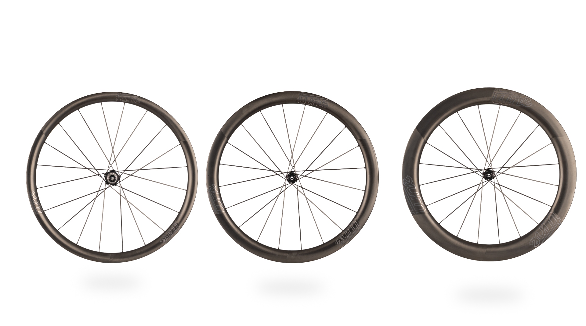 The three sizes of the new Nano CS Carbon road wheels