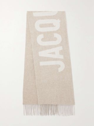 Fringed Jacquard-Knit Wool Scarf