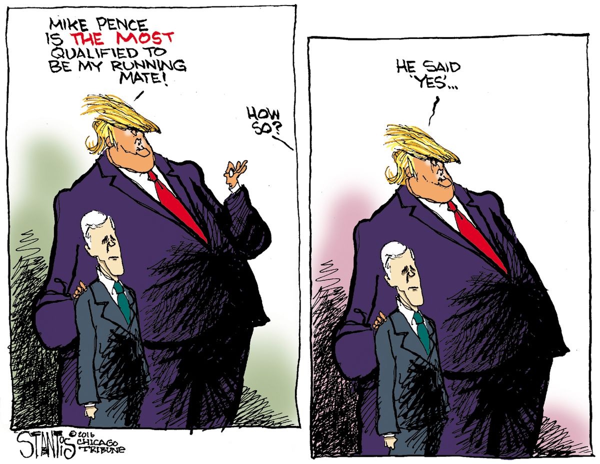 Political cartoon U.S. Donald Trump Mike Pence running mate said yes ...