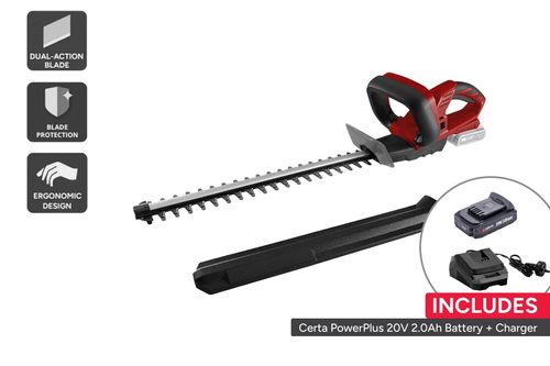 PowerPlus 20V Hedge Trimmer (Skin + 2.0ah Battery + Charger)