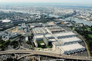 The Koelmesse on the banks of the Rhine in Cologne