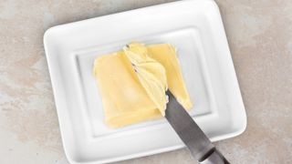 Butter on serving knife