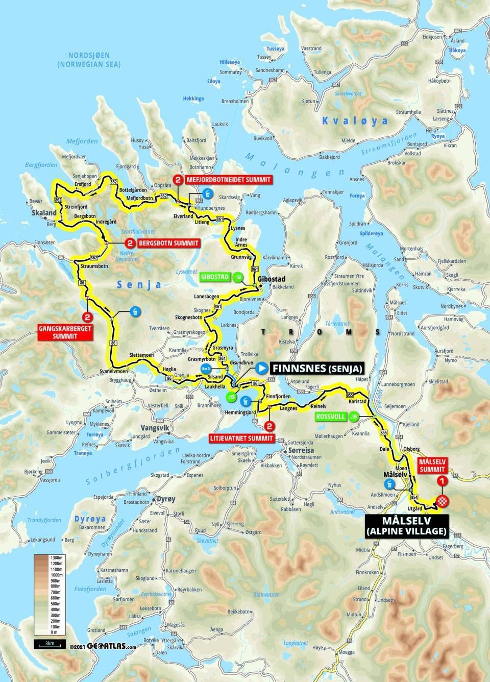 Arctic Race of Norway 2021 maps profiles
