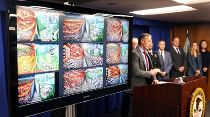 LOS ANGELES, CA, OCTOBER 8, 2025: Authorities announce the arrest of 29-year-old Jonathan Rinderknecht, of Florida, a suspect in the Palisades fire after a nine-month investigation into the blaze that killed 12 people, at the United States Courthouse in downtown Los Angeles on Wednesday, October 8, 2025. Among the evidence that were collected from his digital devices were images he generated on ChatGPT depicting a burning city, said U.S. Attorney Bill Essayli. 