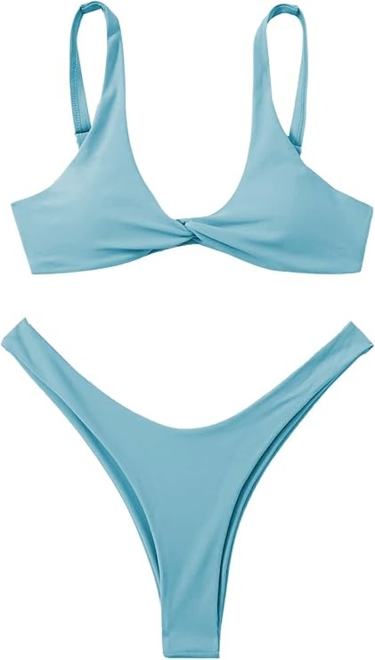 Verdusa, Twist Front High Cut Bikini Set