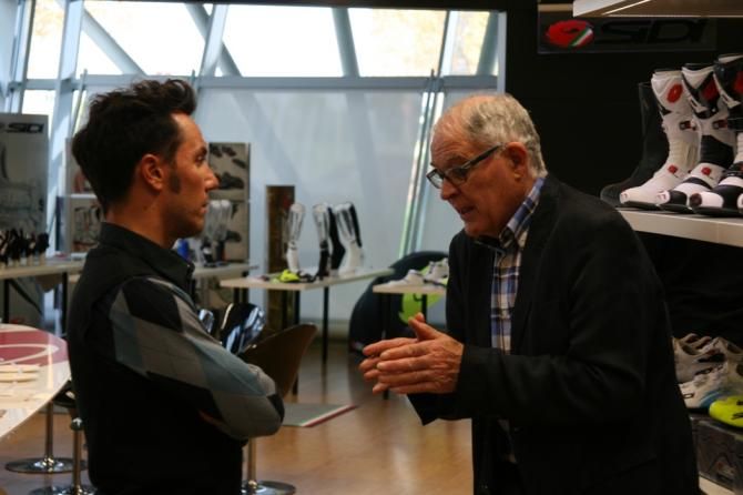 Joaquim Rodriguez chats with Sidi founder Dino Signori.